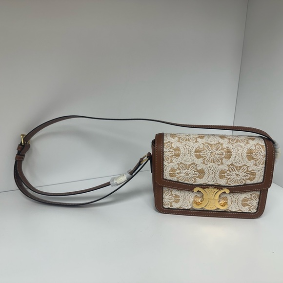 Celine Teen Triomphe Embroidered Raffia Textile Bag - Picture 6 of 14